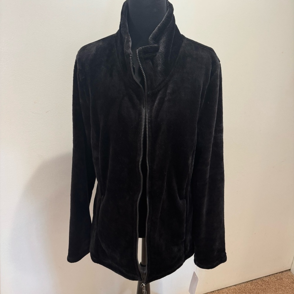 32 degree Black Women's velour zip up  Jacket large size